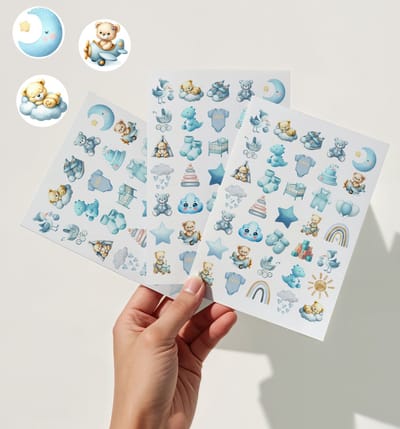 Baby Jongen Stickers - 3 Stickervellen - 105 Baby Stickers