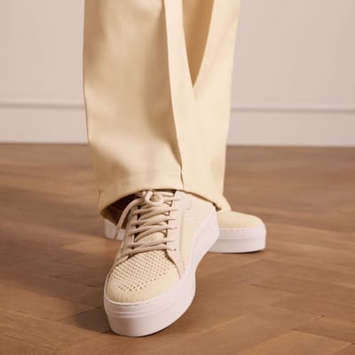 Manfield - Dames - Beige knit fabric sneakers - Maat 37
