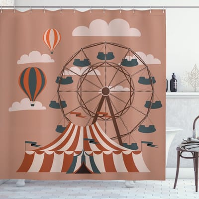 ABAKUHAUS douchegordijn – veelkleurige stof 175 x 200 cm – brons-donkergroen