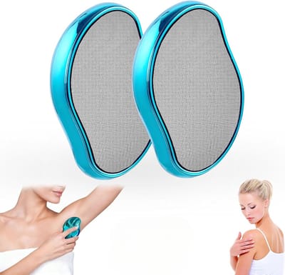2 stuks Kristallen ontharingsapparaat - Herbruikbaar - Pijnloze kristallen ontharingssteen - Exfoliërend en reinigend hulpmiddel - 10,3*6,3*3,1 cm - Geschikt voor ontharing en exfoliatie van rug, armen, benen en het hele lichaam - Blauw