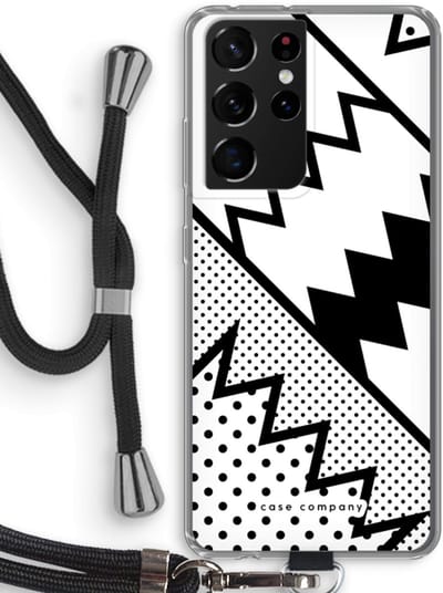 Case Company® - Hoesje met koord geschikt voor Samsung Galaxy S21 Ultra hoesje met Koord - Pop Art #5 - Telefoonhoesje met Zwart Koord - Bescherming aan alle Kanten en Over de Schermrand