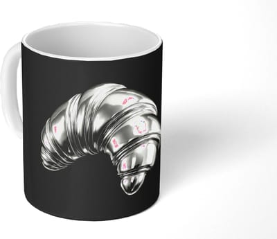 Mok - Koffiemok - Croissant - Metaal - Zilver - Mokken - 350 ML - Beker - Koffiemokken - Theemok