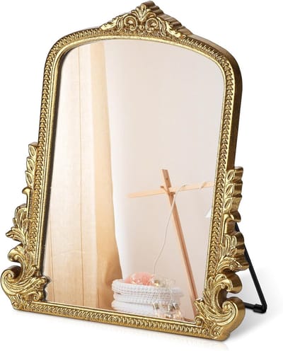 Spiegel - Vintage Make-up Spiegel - Antieke Tafel Spiegel - Verstelbare Staande of Wandmontage - 31x25x2cm
