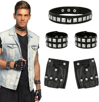 Boland - Set Punk Zwart - Volwassenen - Unisex - Rocker - Foute party - Rocker - Punker