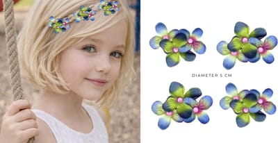 6 x Kleine Tai Dai Haar Bloemen Clicks van textiel diameter 5 cm - Valentijn - cadeautje - haarclip - haarschuifje - gala en bruiloft - haarmode - bloemetjes - moederdag - verjaardag - huwelijk - haarspeld - kinderen