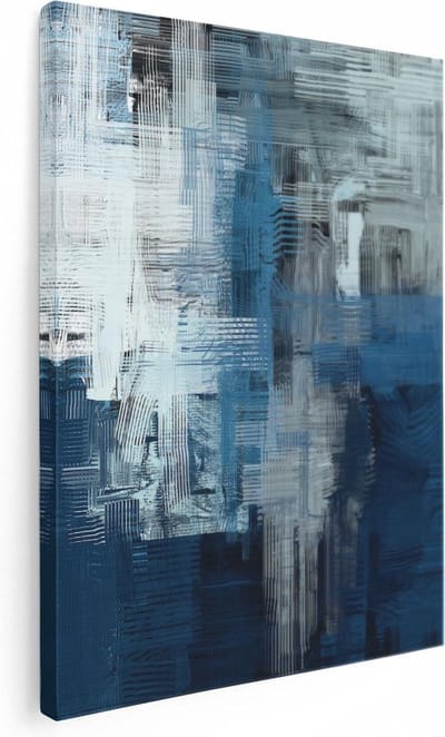 Artaza Canvas Schilderij Abstracte Kunst - 30x40 cm - Klein - Muurdecoratie Blauw - Wanddecoratie Woonkamer - Kamer Accessoires