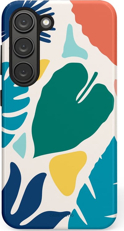 Casetastic Hoesje Geschikt voor Samsung S23 - Stijlvolle Beschermende Duo-layer Case - Moderne Kunstbladeren