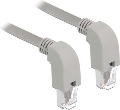 S/FTP CAT6a 10 Gigabit netwerkkabel haaks naar boven / haaks naar boven / grijs - LSZH - 0,50 meter