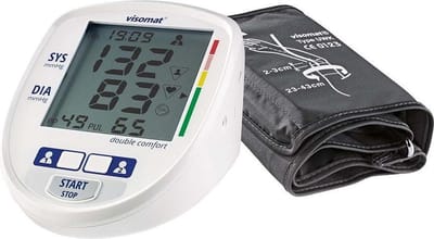 Visomat Double Comfort bovenarm bloedrukmeter - Aanbevolen door Hartstichting – Aritmie herkenning – Snelle metingen – Voorgevormd manchet 23-43 cm - Klinisch gevalideerd - 5 Jaar garantie – Stoplichtfunctie