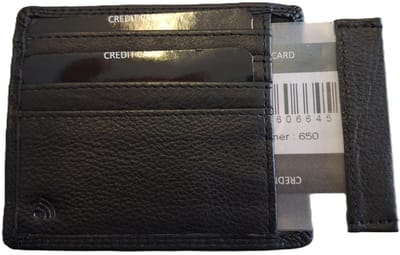 Oi zwart lederen Creditcardmapje / zeer platte leren pasjeshouder met uitneembaar hoesje / Belgisch identiteitsmapje / RFID safe / zwart leer / 650