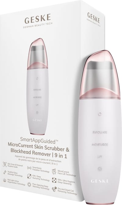 GESKE | SmartAppGuided™ MicroCurrent Skin Scrubber & Blackhead Remover | 9 in 1 | Tools huidverzorging | Gezichtsreiniging | Anti-aging en reiniging | Professionele facelift | Mee-eter verwijderaar