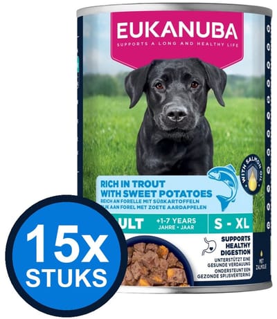 15x Eukanuba - Life Care Dog Wet Adult Trout & sweet Potato - Hondenvoer Natvoer - 400 g