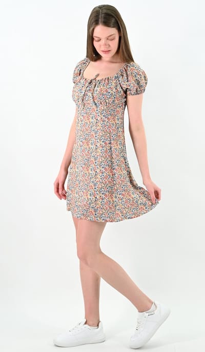 YesMooi - Mini Jurk met kleurrijke bloemenprint - S (36)