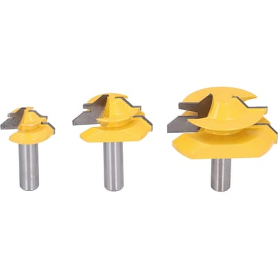 3 STUKS 12 inch Schacht Bovenfreesbit 45 Graden Lijmverbinding Sluiting Verstek Houtbewerking Freeskit