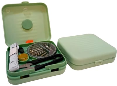 CREATIVE Naaigarenset, draagbaar, naaigarenset, naaikistje voor knutselwerk, magnetische naai-doos, organizer met naaldenkussen voor naalden, draden, lichtgroen