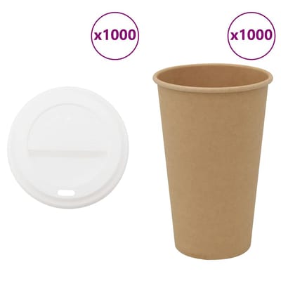 vidaXL - Papieren - koffiekopjes - met - deksel - 1000 - st - 16oz - 400 - ml