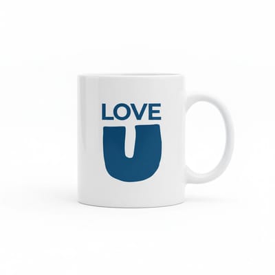 “Love U” Minimalistische Mok – Lief Romantisch Cadeau – 330 ml Keramische Koffiemok