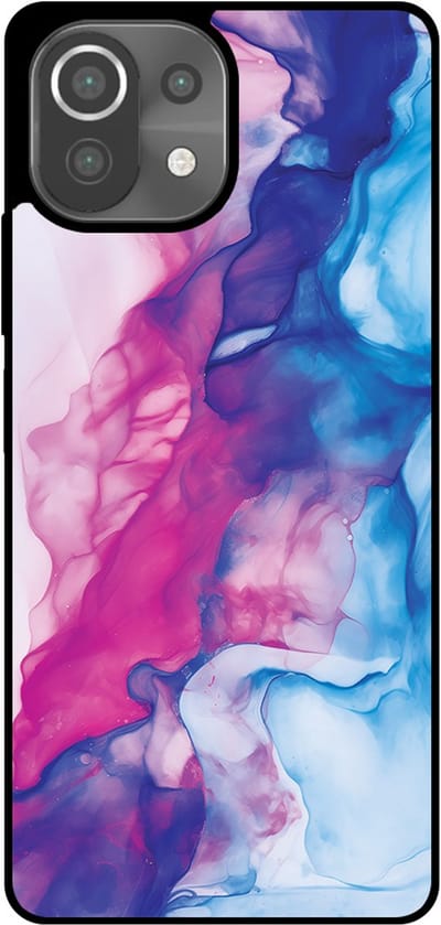 Smartphonica Telefoonhoesje Geschikt voor Xiaomi 11 Lite met Roze Blauw Marmer Opdruk - TPU Backcover Case Rose Blue Marble Design geschikt voor Xiaomi 11 Lite