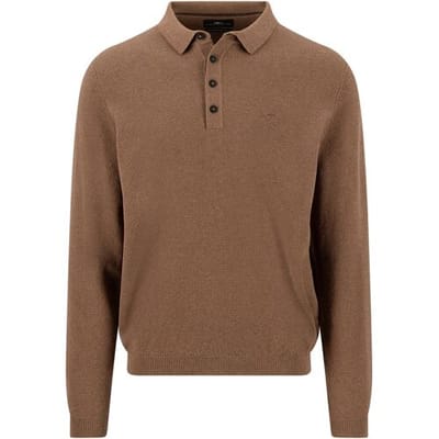 Fynch-Hatton Trui Structured Cotton Polo Pullover Elephant Grey / male