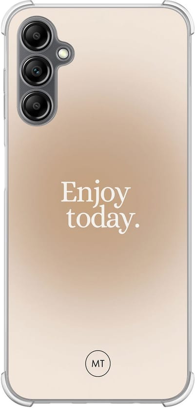 Hoesje (shockproof) geschikt voor Samsung Galaxy A14 5G - Enjoy today - Extra sterke case - TPU/polycarbonaat - Natuur - Beige, Groen, Transparant