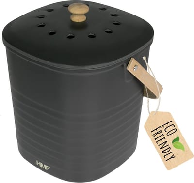 Bio-afvalemmer Keuken - Compostbak Deksel - Afval Verzamelen - Geurdicht Actief Koolfilter - 6 Liter - Zwart