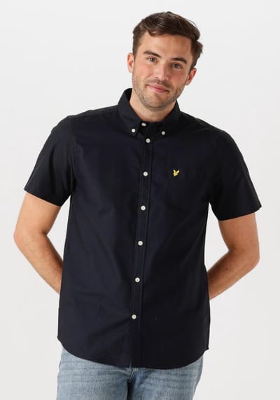 Lyle & Scott Short Sleeve Oxford Shirt Heren - Vrijetijds blouse - Donkerblauw - Maat M