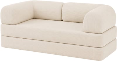 Bananair - 2-zits Bank - Modulaire slaapbank - Bedbank - Ribfluweel - 90x180 cm - Wit