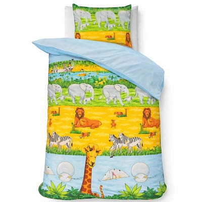 Decoware Kinderdekbedovertrek Jungle 140x220 cm - Katoen - Eenpersoons - Dieren Thema - Met Kussensloop