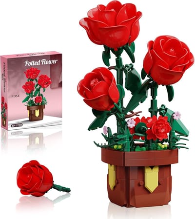 Rozen bonsaibouwset 8+ - kunstplanten rozen bouwstenen voor volwassenen - binnenhuisdecoratie - sfeervolle rozen decoratie - creatief kerstcadeau