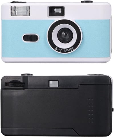Film Camera - Analoge Camera - Vakantie Fotografie - Herbruikbaar Ontwerp - 35mm Film - Blauw Wit