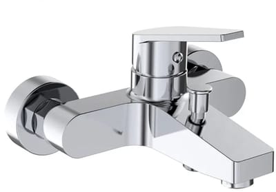 Hudor Badkraan Wandmontage - Chroom Enipée Collectie - Thermostatisch Design - 100% Gerecycled Messing - Waterbesparend met hoge kwaliteit Beluchter