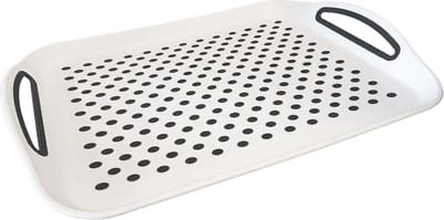 Dienblad Rechthoekig - Anti-slip Dienblad - Diep dienblad met antislip - Met handvatten - 40,5 x 28,5 x 4.5 Cm - Wit