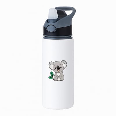 Hacebo® - Koala's waterfles met rietje zwart - Koala - Dieren liefhebbers - Dierentuin - beer - water fles - 650ML