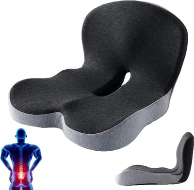 Ergonomisch Traagschuim Zitkussen met Rugsteun voor Auto - L-Vormig Comfort Kussen