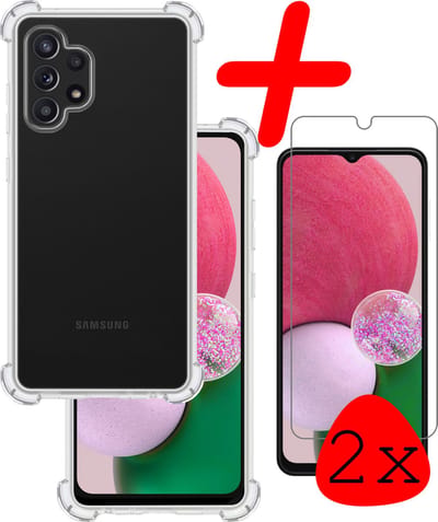 Hoesje Met Screenprotector - 2 Stuks - Geschikt voor Samsung Galaxy A13 4G - Sterk & Shockproof - Siliconen Case - Back Cover - Telefoon Hoes - Shock Proof - Transparant