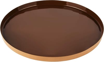 Dekoratief | Dienblad rond, bruin/goud, metaal, 21x21x2cm | A228169