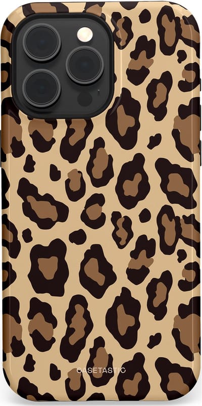 Casetastic hoesje geschikt voor Apple iPhone 15 Pro Max - MagSafe - Dubbellaagse bescherming - Wilde Panter - Fashion Case - Zwart Taupe Crème