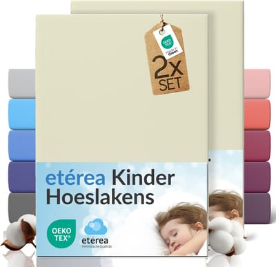 etérea Jersey hoeslaken 2-pack 60x120-70x140 cm (hoek 15 cm) 100% katoen - Naturel