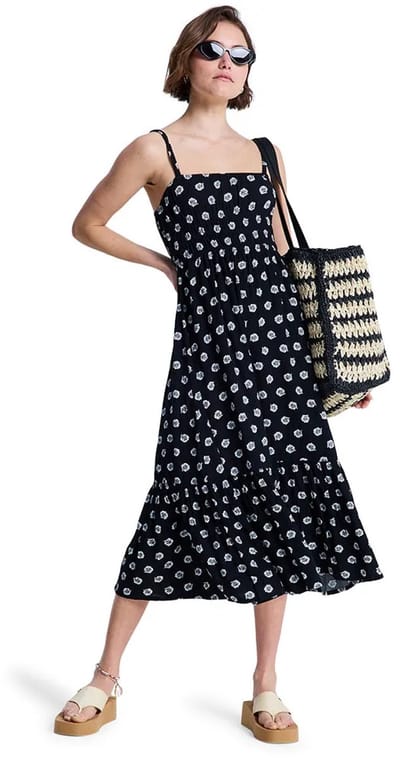 Roxy Sunrise Coastline Printed Lange Jurk Zonder Mouwen Blauw XS Vrouw