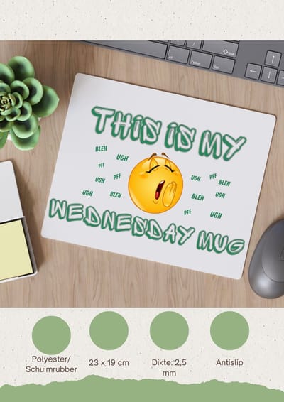 Akyol - this is my wednesday mug Muismat - Koffie - iemand die houdt van koffie - kopje koffie - woensdag koffie - koffie liefhebbers - quote - verjaardagscadeau - cadeau - kado - gift - geschenk - verrassing - 23 bij 19 cm