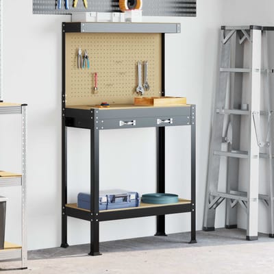 vidaXL - Werkbank - Zwart - 81 - x - 41 - x - 145 - cm - Samengesteld - Hout - en - Metaal