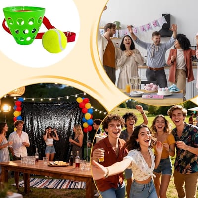 Hangende bal spel - Schudspel voor feestjes - Familieactiviteiten buiten - Snelle spelvoorbereiding - 13 x 11 cm - Groen