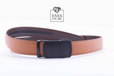 Camel lederen riem zonder gaatjes met automatische gesp voor heren ( Model L164 )