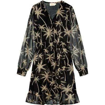 Shiwi Girls Santiago Dress Vacation Palm Black Maat: 152 | Jurken Outlet | Unisex | Zwart