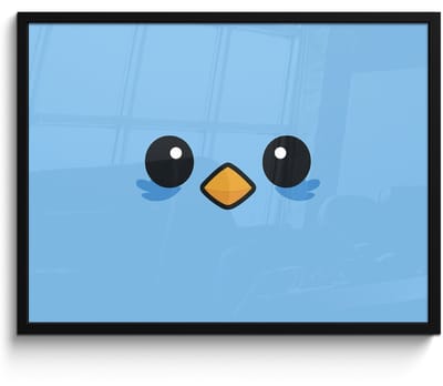 Poster in lijst - Fotolijst 80x60 cm - Posters - Vogel - Blauw - Eenvoudig - Posterlijst zwart - Decoratie - Wanddecoratie woonkamer - Muurdecoratie slaapkamer