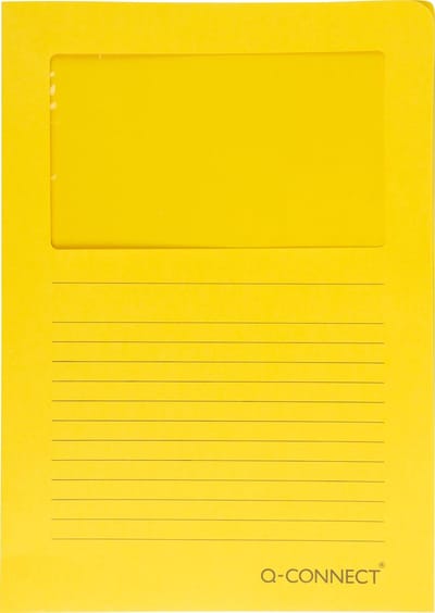 Q-CONNECT L-map met venster | 120 g/m² | A4 | pak van 100 stuks | geel