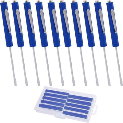 Zakschroevendraaiers 10 stuks - Mini schroevendraaiers - Kleine schroeven vastzetten - Met magnetische tip - 13.7 cm lengte - Blauw