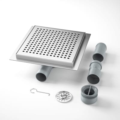 Dailygoods - Douchegoot - Roestvrij staal - Hoogwaardige afvoeroplossing - 20x20 cm - Geurstop en haarfilter - Geschikt voor moderne badkamers - Zilver