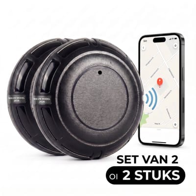 Oneproduct GPS Tracker Set van 2 - Zonder Abonnement - Geschikt voor Android & iOS - Auto, Fiets, Scooter & Gereedschap - Zwart