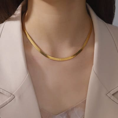 Roestvrijstalen Lange Ketting 50 cm x 5mm – Heren & Dames Halsketting, Trendy Mode-Sieraden Cadeau - Goud